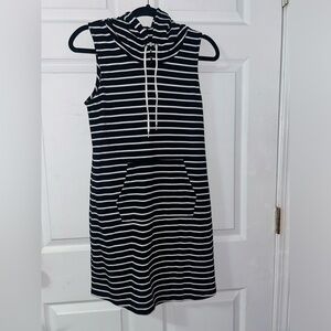 NWOT Maurices White and Blue Sleeveless Cowl Neck Sheath Mini Dress
